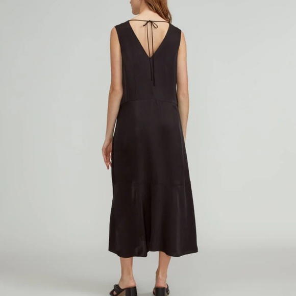 Everlane desss long black silky satin v neck maxi midi slip dress small new - Picture 11 of 15